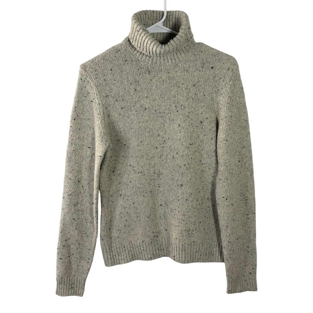 Lauren Ralph Lauren Wool Cashmere Turtleneck Sweater Beige Marl Speckled Medium